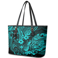 Hawaii Pineapple Leather Tote Bag Polynesian Pattern Turquoise Version - Wonder Print Shop