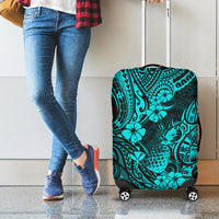 Hawaii Pineapple Luggage Cover Polynesian Pattern Turquoise Version - Wonder Print Shop