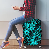 Hawaii Pineapple Luggage Cover Polynesian Pattern Turquoise Version - Wonder Print Shop