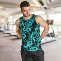 Hawaii Pineapple Men Tank Top Polynesian Pattern Turquoise Version - Wonder Print Shop