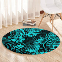 hawaii-pineapple-round-carpet-polynesian-pattern-turquoise-version
