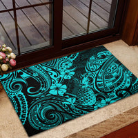 Hawaii Pineapple Rubber Doormat Polynesian Pattern Turquoise Version - Wonder Print Shop