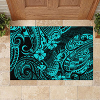 Hawaii Pineapple Rubber Doormat Polynesian Pattern Turquoise Version - Wonder Print Shop