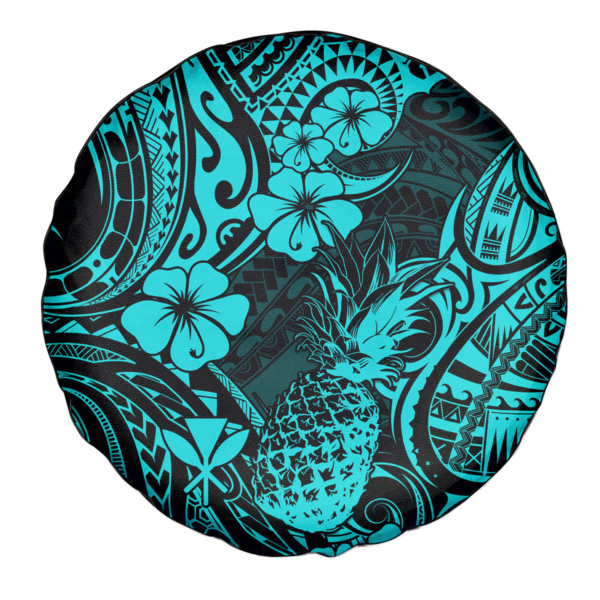 Hawaii Pineapple Spare Tire Cover Polynesian Pattern Turquoise Version - Wonder Print Shop