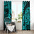 Hawaii Pineapple Window Curtain Polynesian Pattern Turquoise Version - Wonder Print Shop