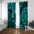 Hawaii Pineapple Window Curtain Polynesian Pattern Turquoise Version - Wonder Print Shop