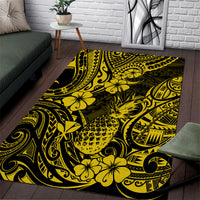 Hawaii Pineapple Area Rug Polynesian Pattern Yellow Version - Wonder Print Shop