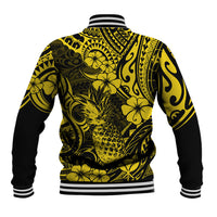 Hawaii Pineapple Baseball Jacket Polynesian Pattern Yellow Version - Wonder Print Shop