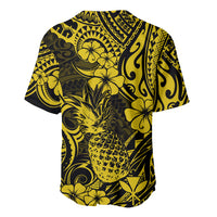 Hawaii Pineapple Baseball Jersey Polynesian Pattern Yellow Version - Wonder Print Shop