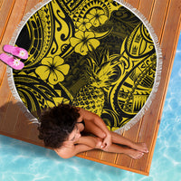 Hawaii Pineapple Beach Blanket Polynesian Pattern Yellow Version - Wonder Print Shop