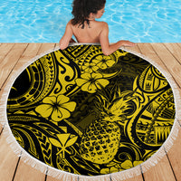 Hawaii Pineapple Beach Blanket Polynesian Pattern Yellow Version - Wonder Print Shop