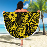 Hawaii Pineapple Beach Blanket Polynesian Pattern Yellow Version - Wonder Print Shop