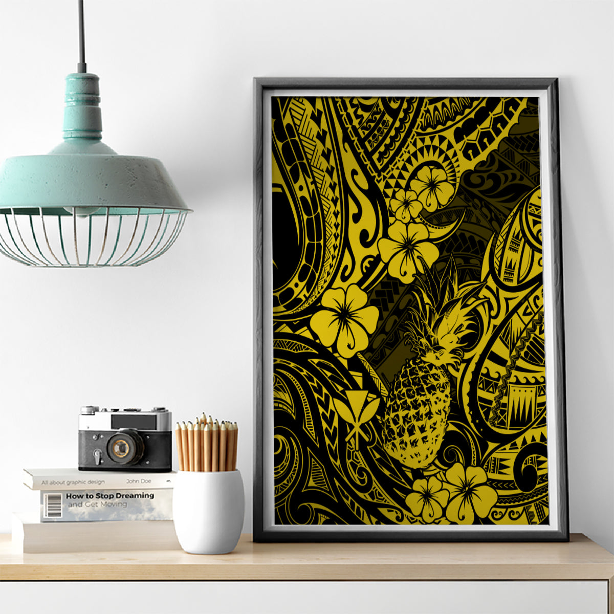 Hawaii Pineapple Canvas Wall Art Polynesian Pattern Yellow Version - Wonder Print Shop