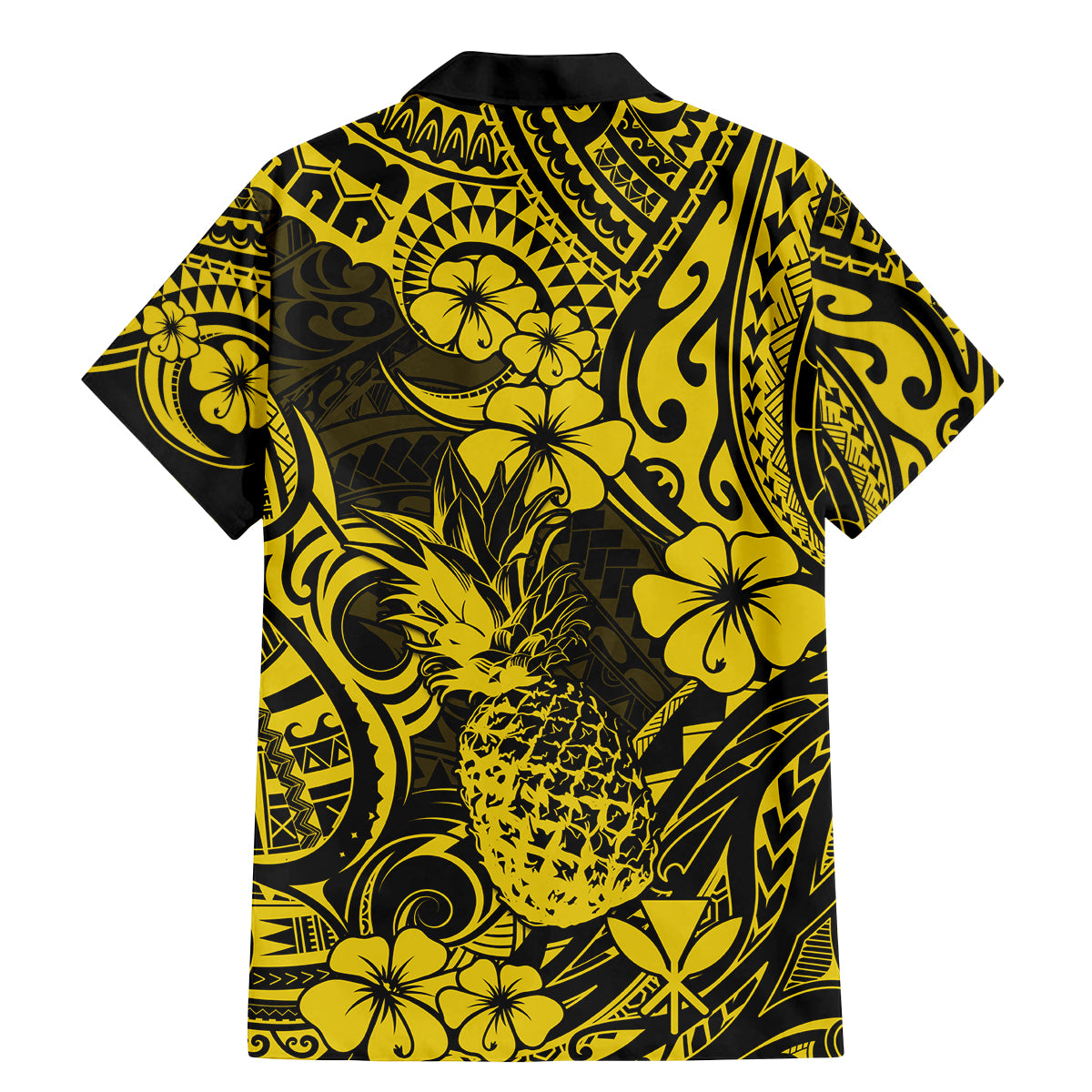 Hawaii Pineapple Family Matching Mermaid Dress and Hawaiian Shirt Polynesian Pattern Yellow Version - Wonder Print Shop