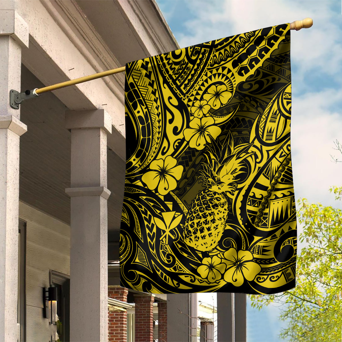 Hawaii Pineapple Garden Flag Polynesian Pattern Yellow Version - Wonder Print Shop