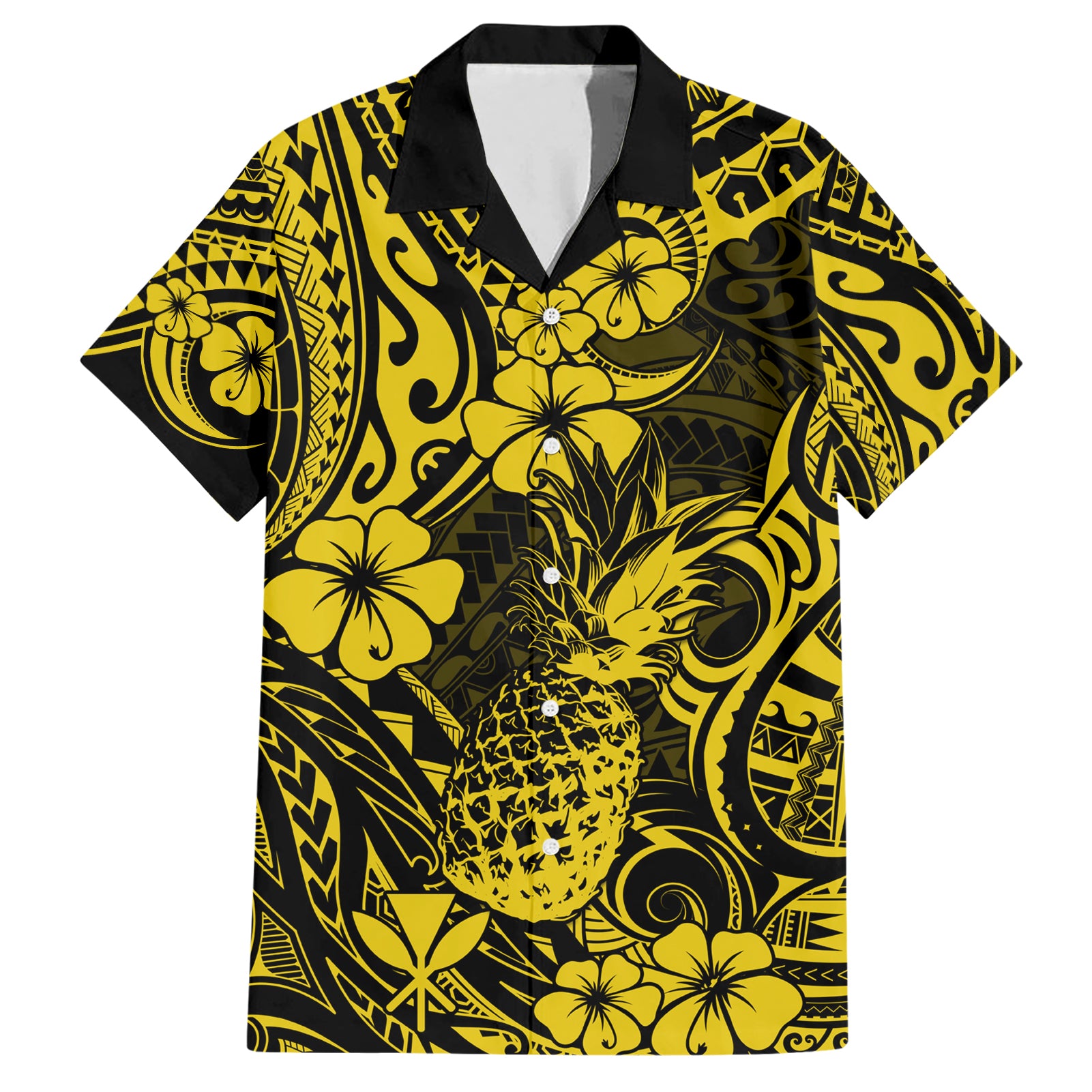 Hawaii Pineapple Hawaiian Shirt Polynesian Pattern Yellow Version - Wonder Print Shop