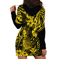 Hawaii Pineapple Hoodie Dress Polynesian Pattern Yellow Version - Wonder Print Shop