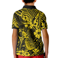 Hawaii Pineapple Kid Polo Shirt Polynesian Pattern Yellow Version - Wonder Print Shop