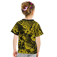 Hawaii Pineapple Kid T Shirt Polynesian Pattern Yellow Version - Wonder Print Shop