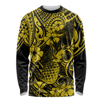 Hawaii Pineapple Long Sleeve Shirt Polynesian Pattern Yellow Version - Wonder Print Shop