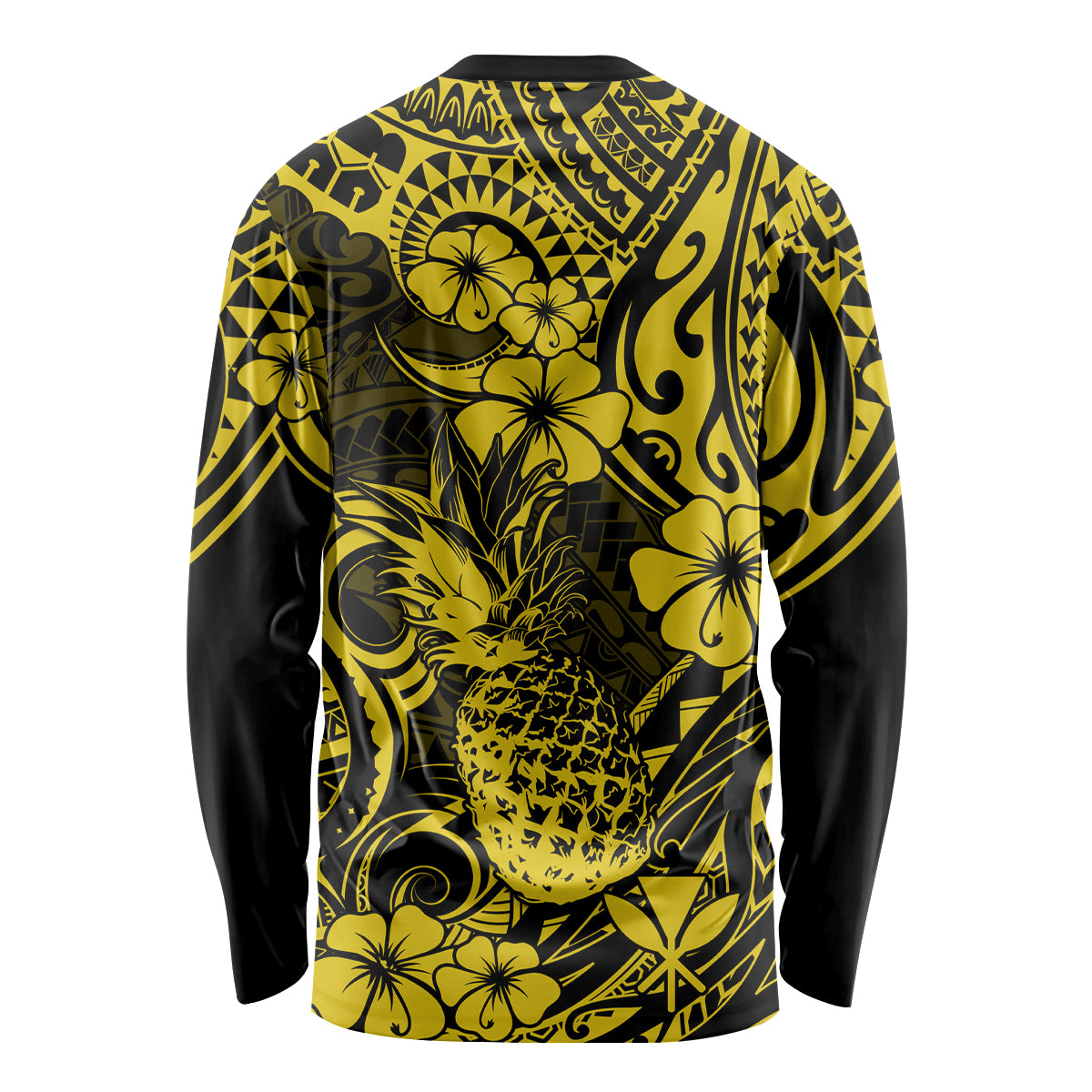 Hawaii Pineapple Long Sleeve Shirt Polynesian Pattern Yellow Version - Wonder Print Shop