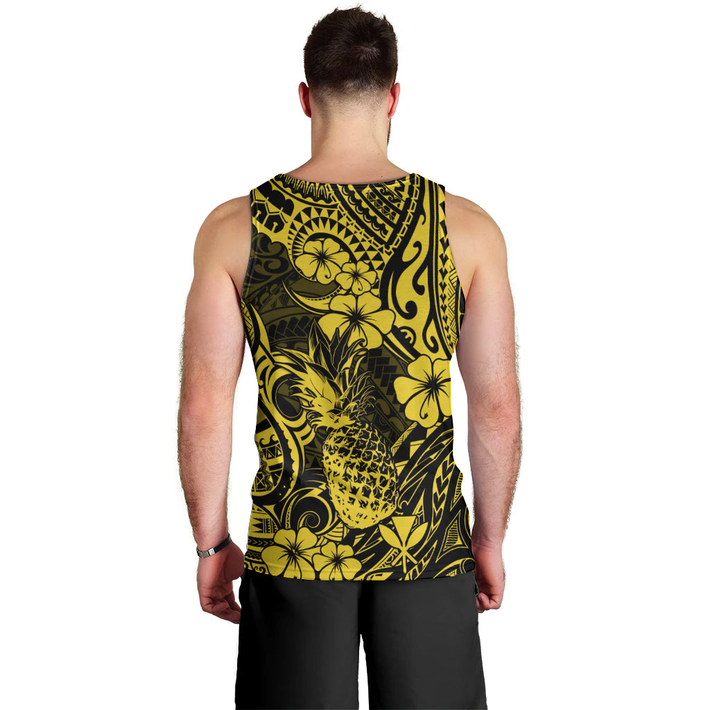 Hawaii Pineapple Men Tank Top Polynesian Pattern Yellow Version - Wonder Print Shop