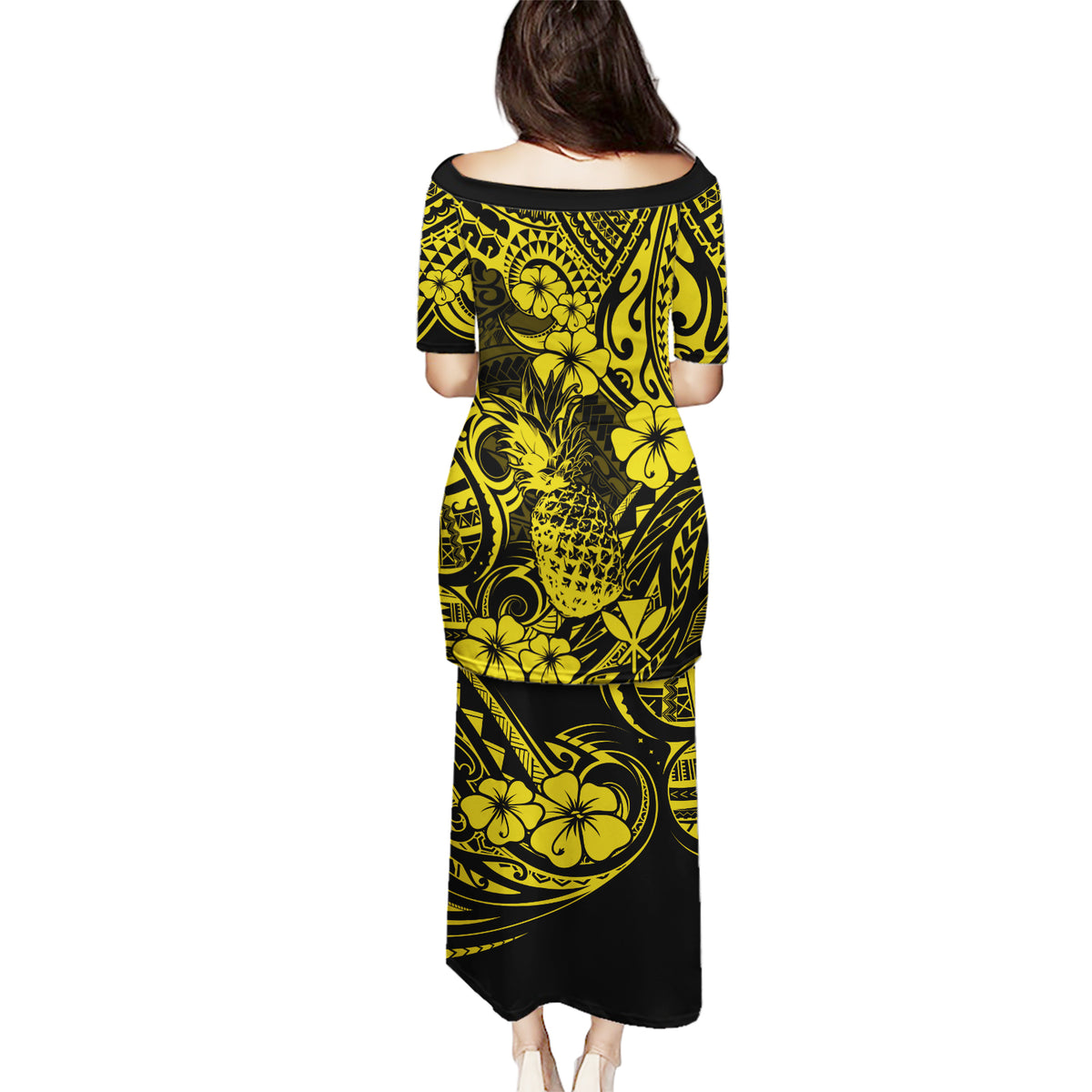 Hawaii Pineapple Puletasi Polynesian Pattern Yellow Version - Wonder Print Shop