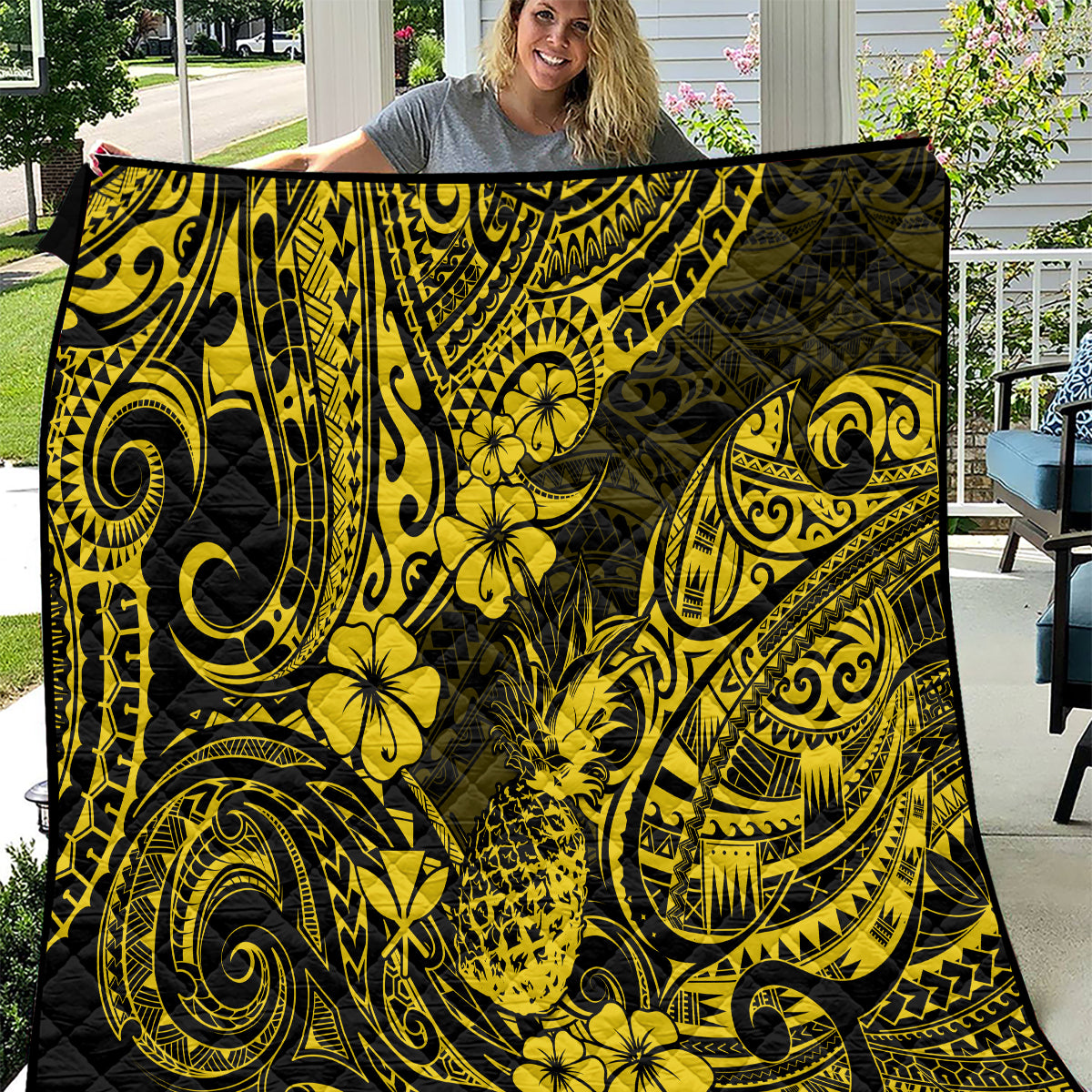 Hawaii Pineapple Quilt Polynesian Pattern Yellow Version - Wonder Print Shop