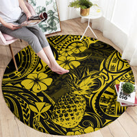 hawaii-pineapple-round-carpet-polynesian-pattern-yellow-version
