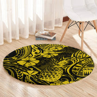 hawaii-pineapple-round-carpet-polynesian-pattern-yellow-version
