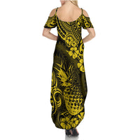 Hawaii Pineapple Summer Maxi Dress Polynesian Pattern Yellow Version - Wonder Print Shop
