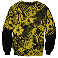Hawaii Pineapple Sweatshirt Polynesian Pattern Yellow Version - Wonder Print Shop