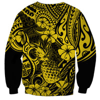 Hawaii Pineapple Sweatshirt Polynesian Pattern Yellow Version - Wonder Print Shop