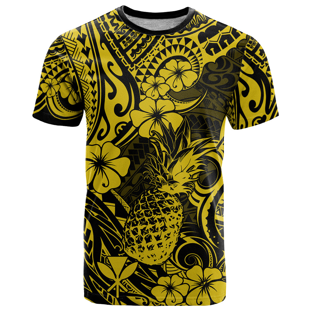 Hawaii Pineapple T Shirt Polynesian Pattern Yellow Version - Wonder Print Shop