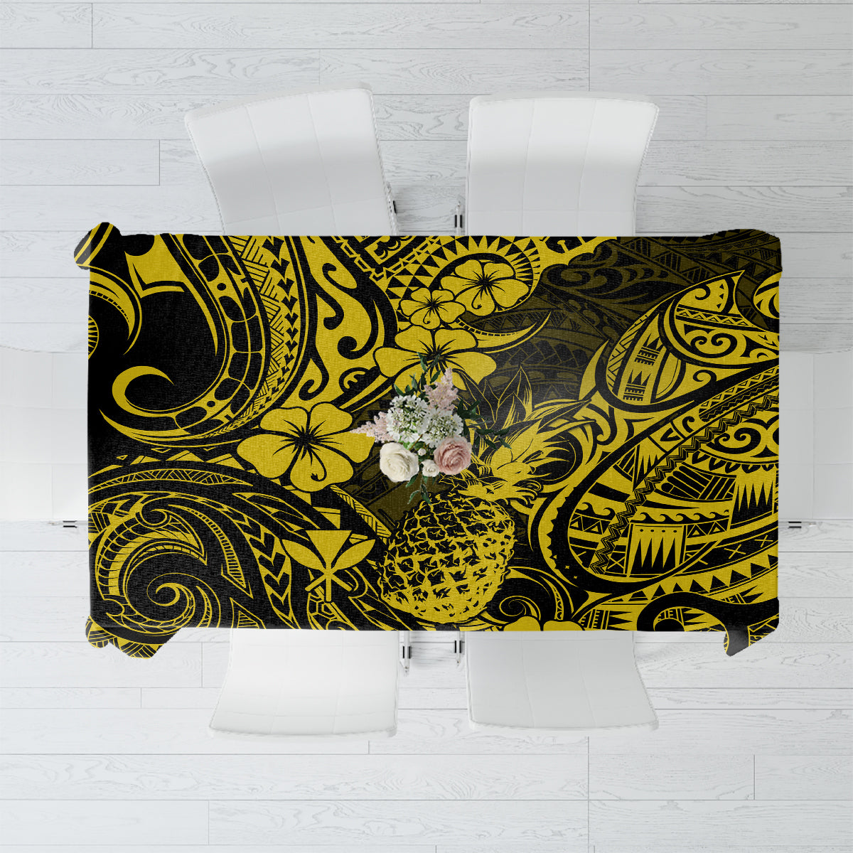 Hawaii Pineapple Tablecloth Polynesian Pattern Yellow Version - Wonder Print Shop