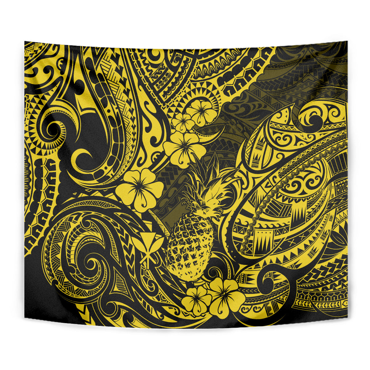 Hawaii Pineapple Tapestry Polynesian Pattern Yellow Version - Wonder Print Shop