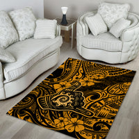 Hawaii Shaka Sign Area Rug With Polynesian Hibiscus Gold Unique - Wonder Print Shop