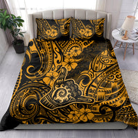 Hawaii Shaka Sign Bedding Set With Polynesian Hibiscus Gold Unique - Wonder Print Shop