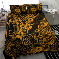 Hawaii Shaka Sign Bedding Set With Polynesian Hibiscus Gold Unique - Wonder Print Shop