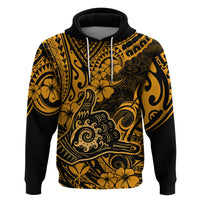Hawaii Shaka Sign Hoodie With Polynesian Hibiscus Gold Unique - Wonder Print Shop