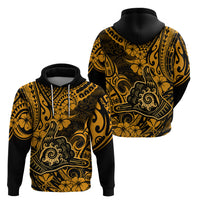 Hawaii Shaka Sign Hoodie With Polynesian Hibiscus Gold Unique - Wonder Print Shop