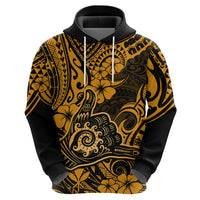 Hawaii Shaka Sign Hoodie With Polynesian Hibiscus Gold Unique - Wonder Print Shop