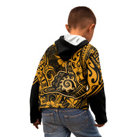Hawaii Shaka Sign Kid Hoodie With Polynesian Hibiscus Gold Unique - Wonder Print Shop