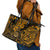 Hawaii Shaka Sign Leather Tote Bag With Polynesian Hibiscus Gold Unique - Wonder Print Shop