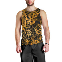 Hawaii Shaka Sign Men Tank Top With Polynesian Hibiscus Gold Unique - Wonder Print Shop