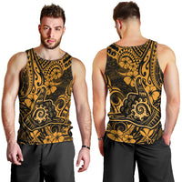 Hawaii Shaka Sign Men Tank Top With Polynesian Hibiscus Gold Unique - Wonder Print Shop