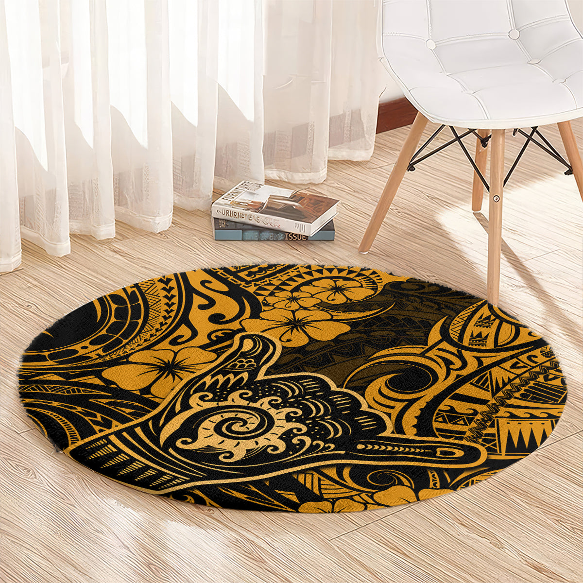 hawaii-shaka-sign-round-carpet-with-polynesian-hibiscus-gold-unique