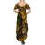 Hawaii Shaka Sign Summer Maxi Dress With Polynesian Hibiscus Gold Unique - Wonder Print Shop