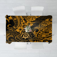 Hawaii Shaka Sign Tablecloth With Polynesian Hibiscus Gold Unique - Wonder Print Shop
