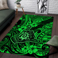 Hawaii Shaka Sign Area Rug With Polynesian Hibiscus Green Unique - Wonder Print Shop